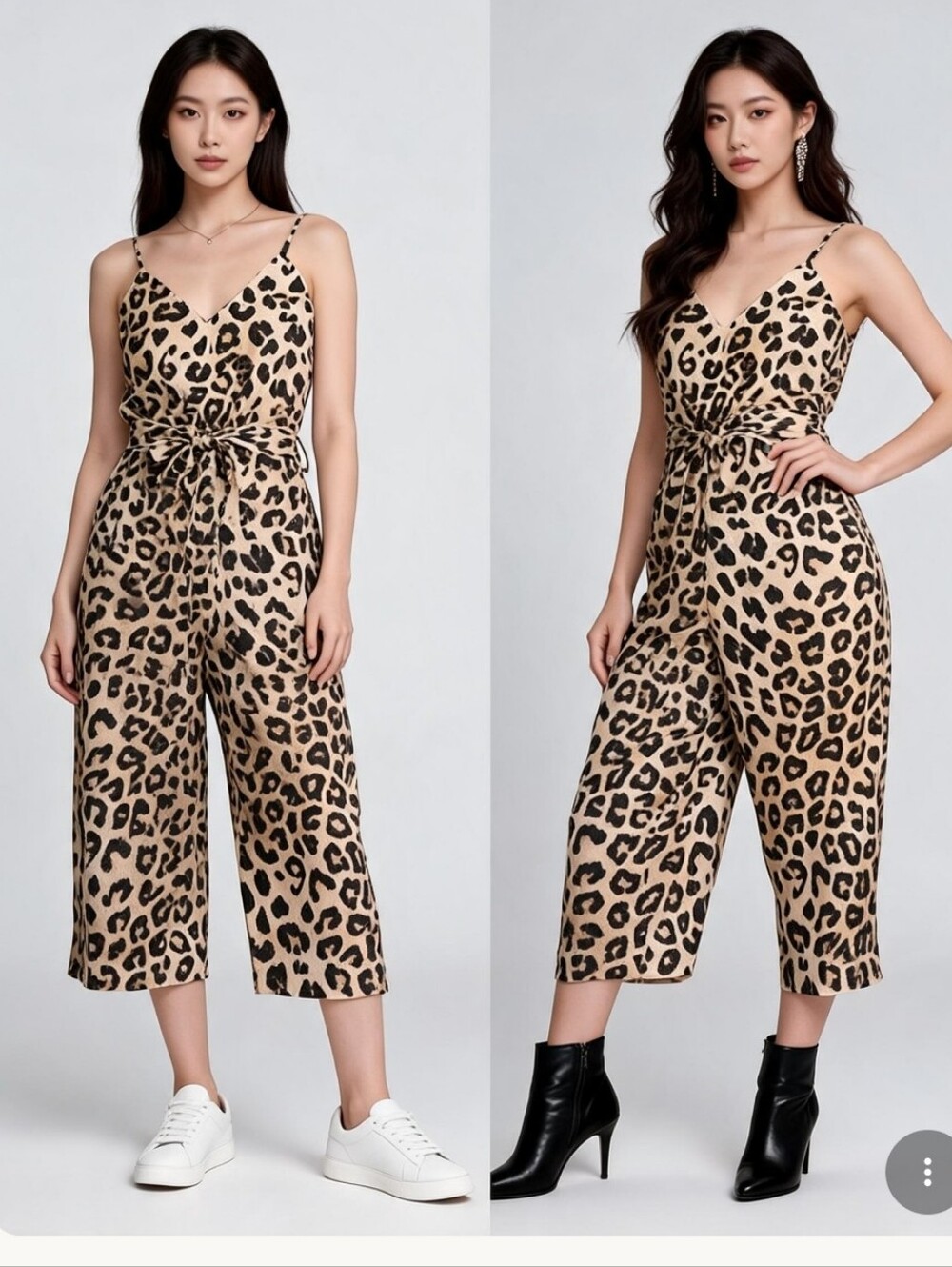 Banana Republic Leopard Print Wide Leg Cropped Jumpsuit V-Neck 10P EUC Sz 10 P